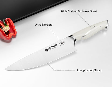 BRODARK Ivory Series 8-inch slicing knife for versatile carving tasks.
