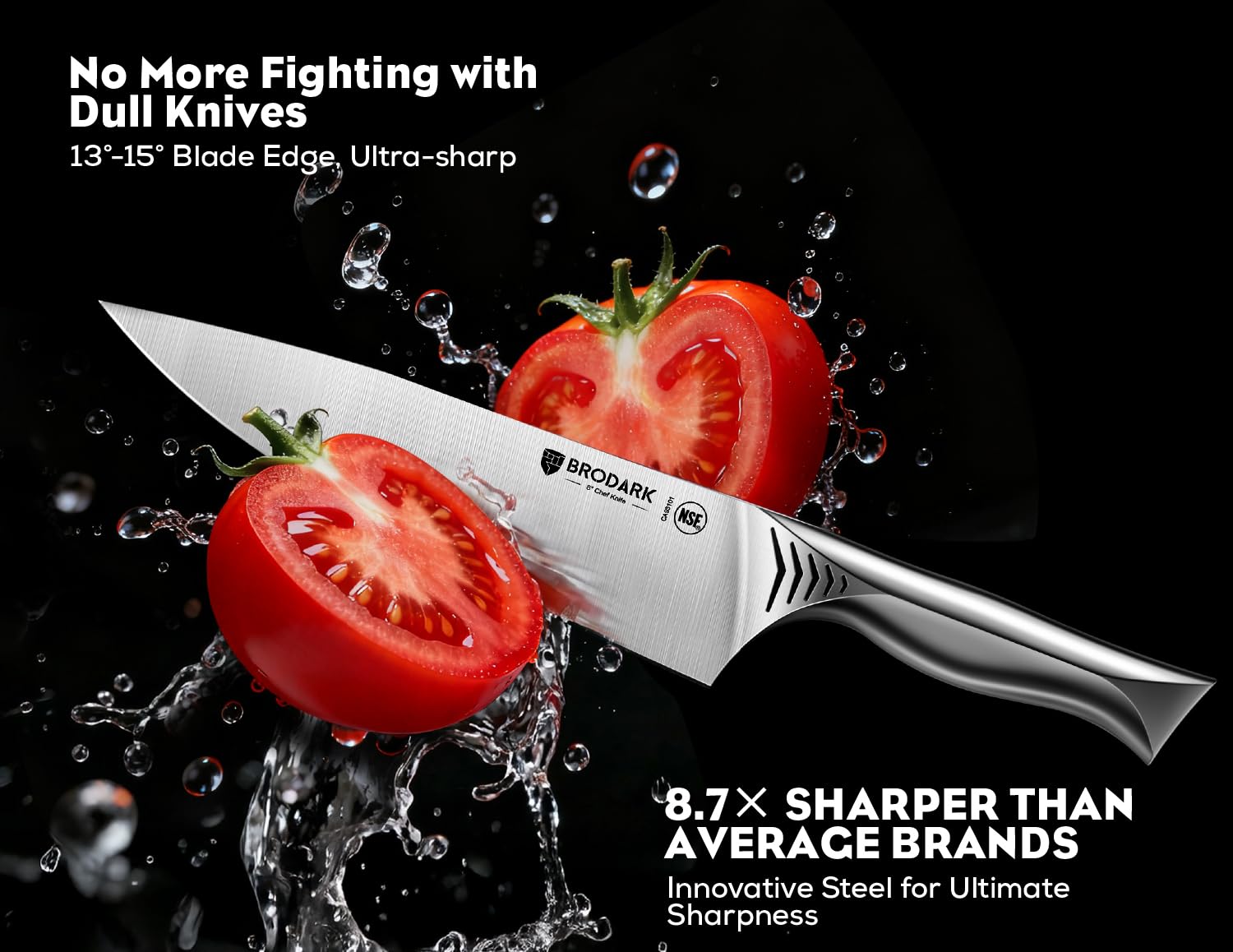 BRODARK Shark Series 8-inch Slicing Knife for effortless roasts and cold cuts