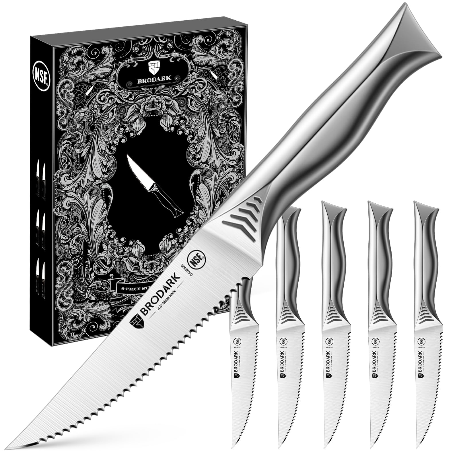 BRODARK steak knives close-up blade detail for easy slicing