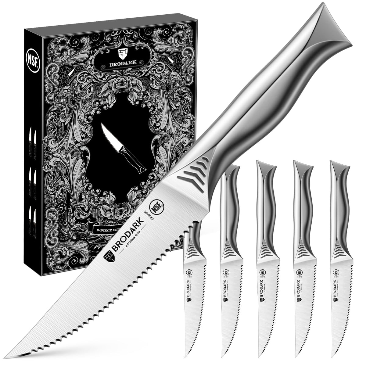 BRODARK steak knives close-up blade detail for easy slicing