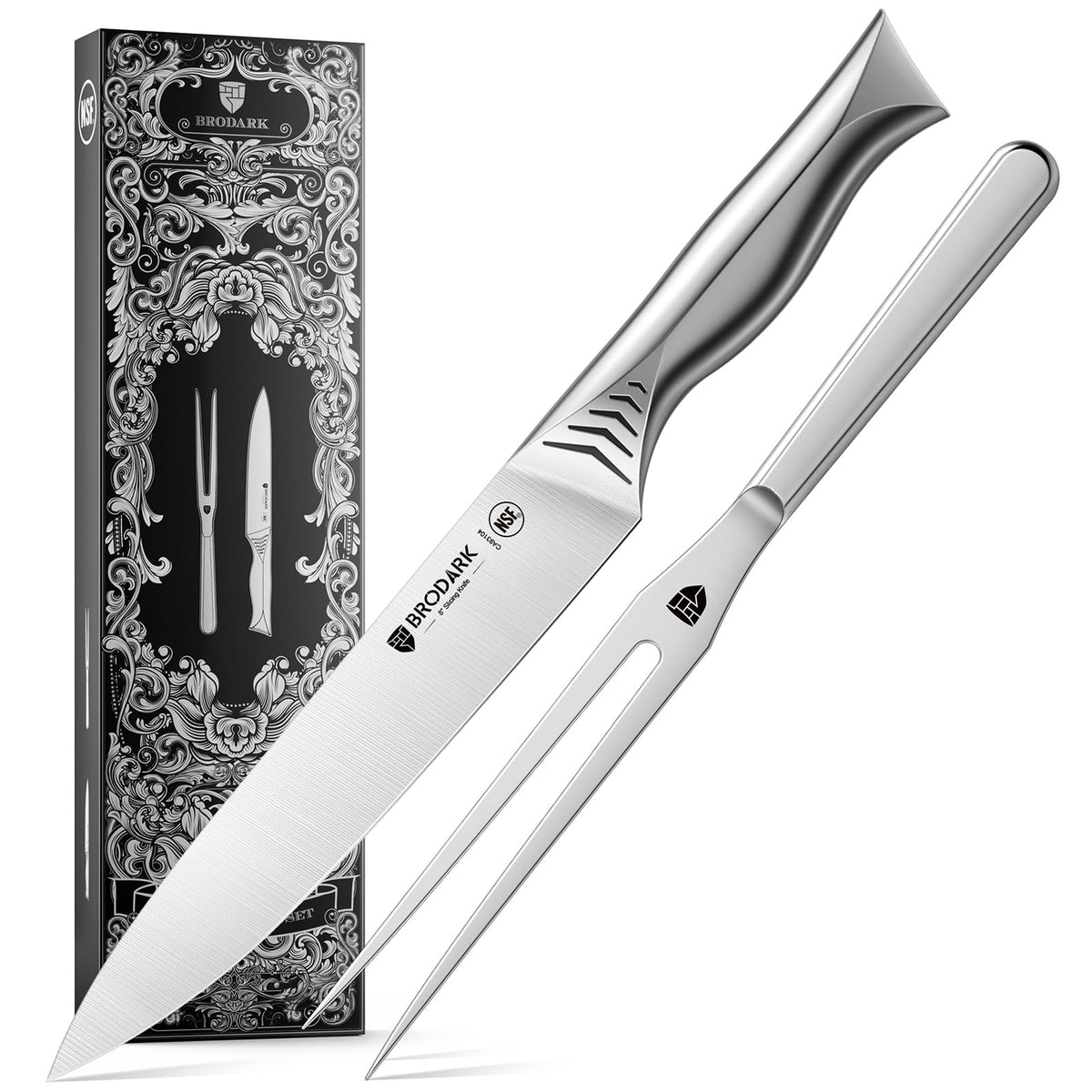 BRODARK turkey carving knife 8-inch in action for precise slices