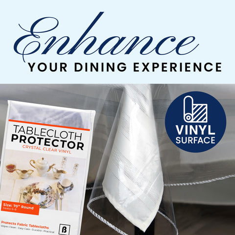 BRODER MFG. INC. crystal-clear protector close-up on a finished hemmed edge for durability.