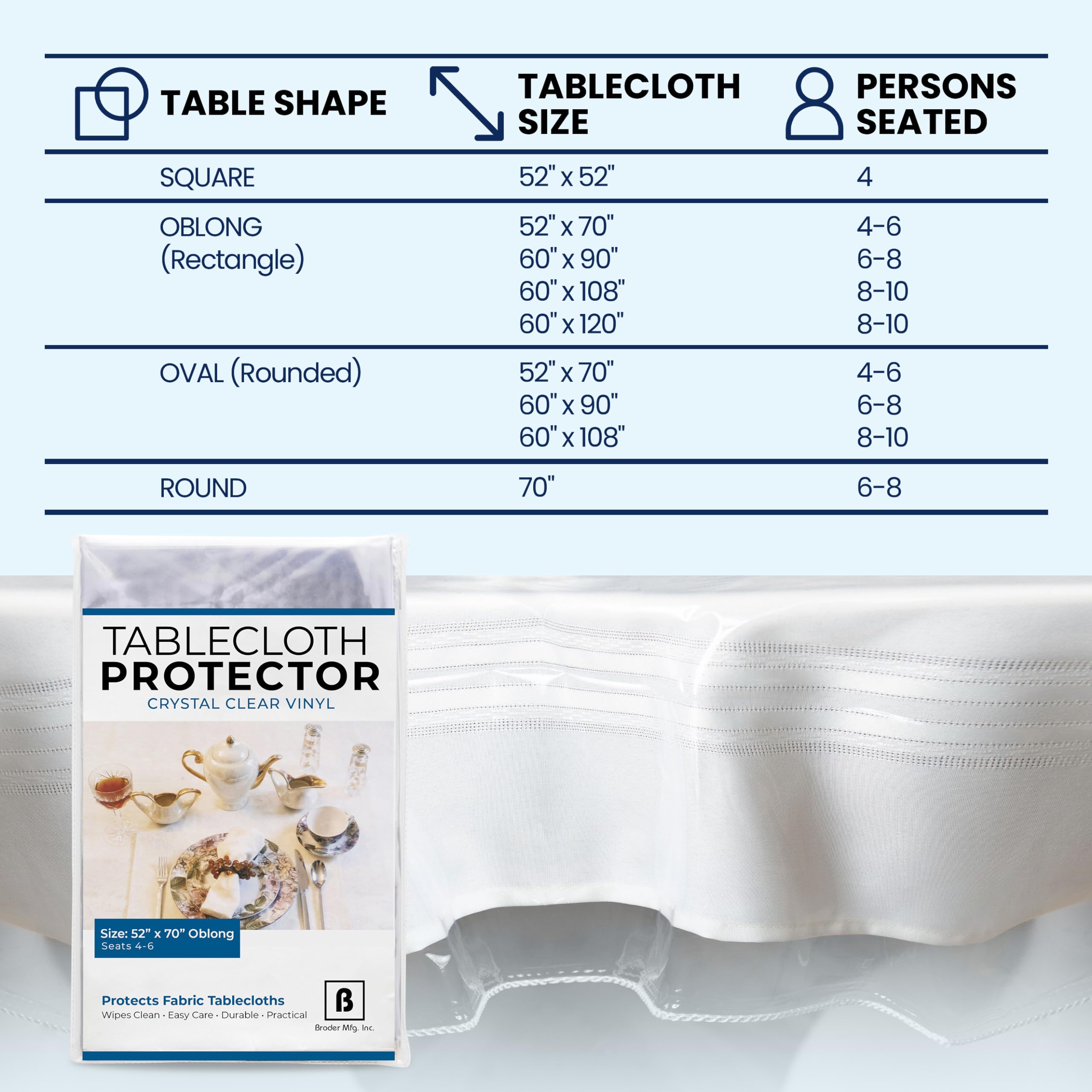 BRODER MFG. INC. easy-clean surface for fast wipe-down after gatherings
