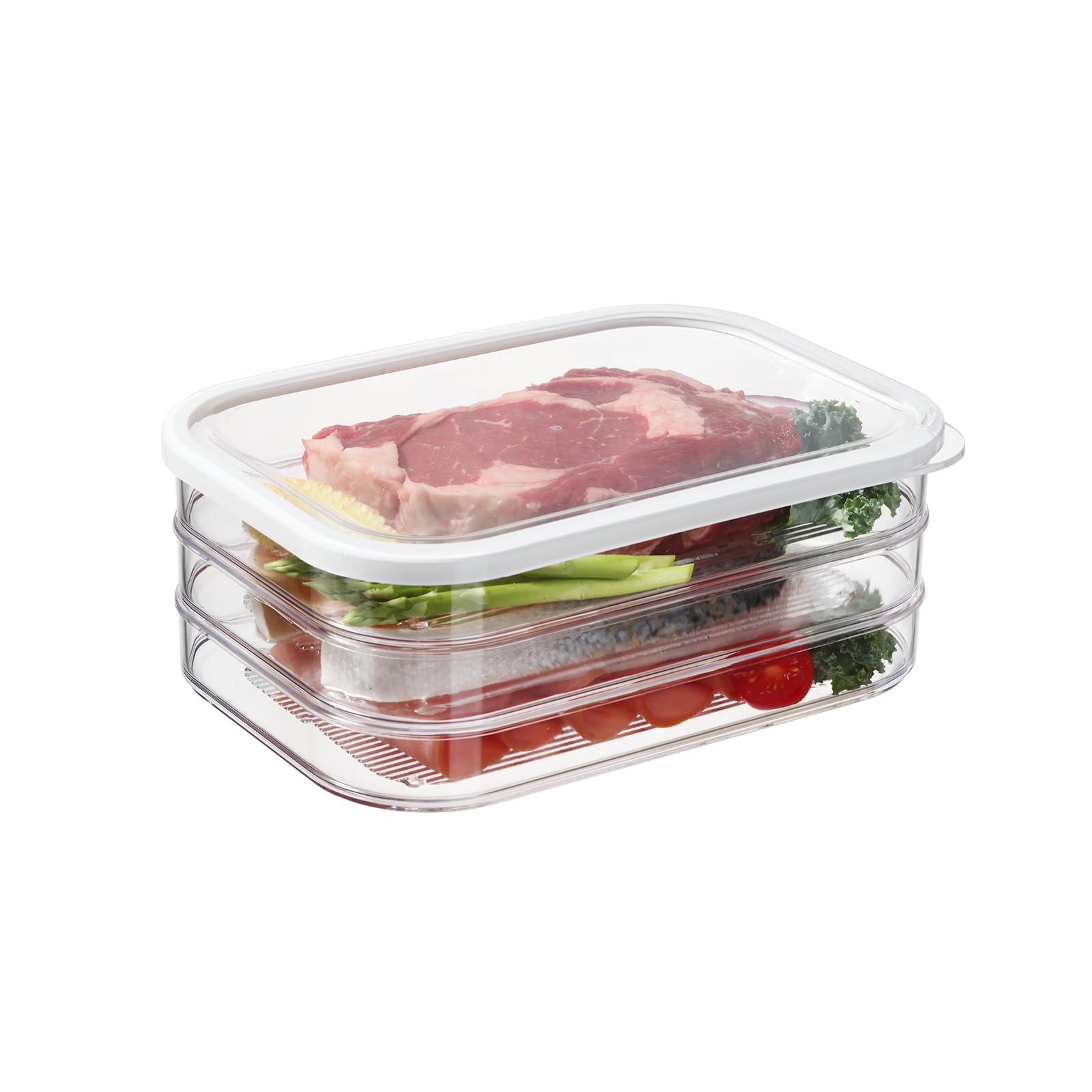 Bronkeeper stackable deli meat storage demonstrates three-tier organization for organized fridge and easy access.