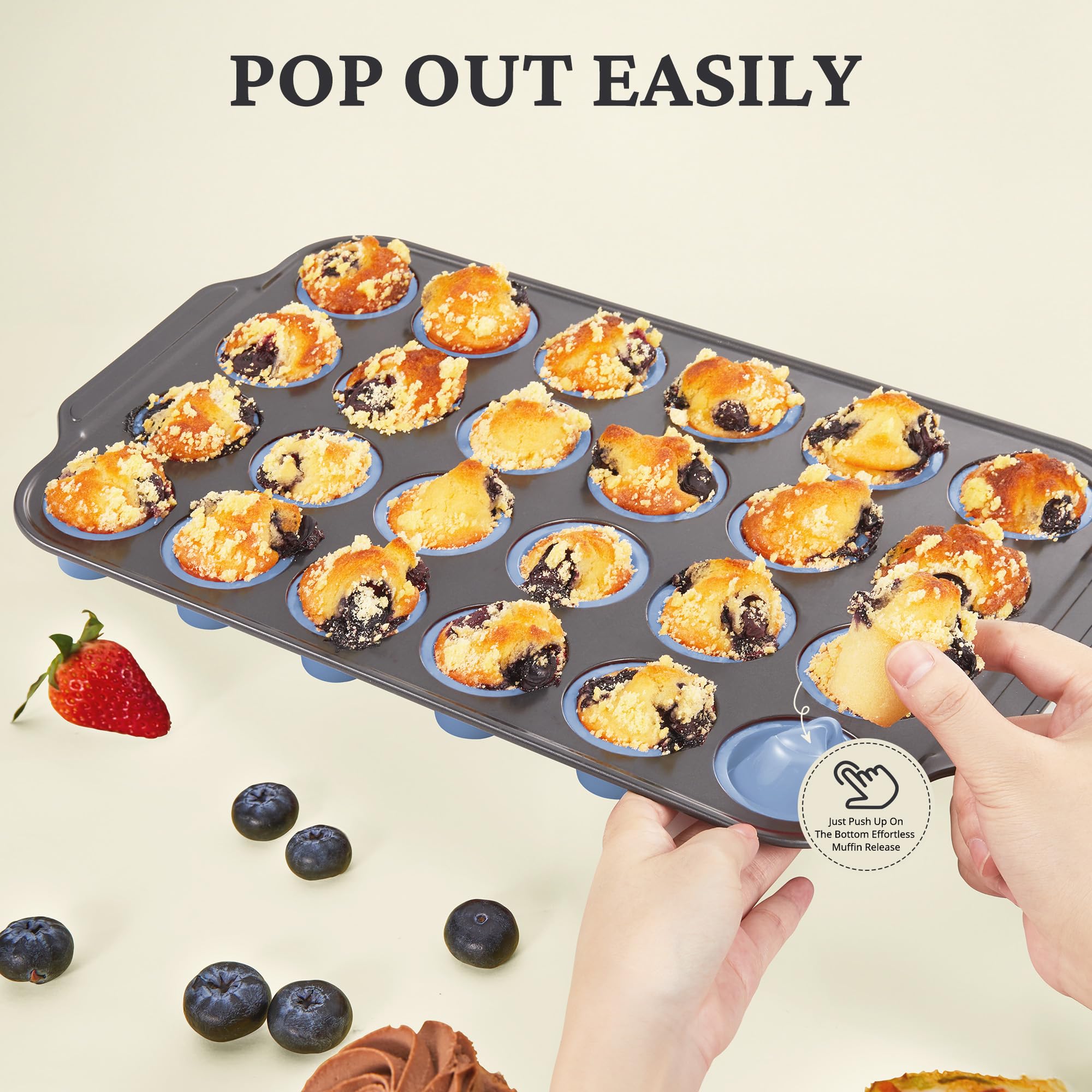 BronyPro 24 cup regular-size muffin tin for cupcakes and mini pies.