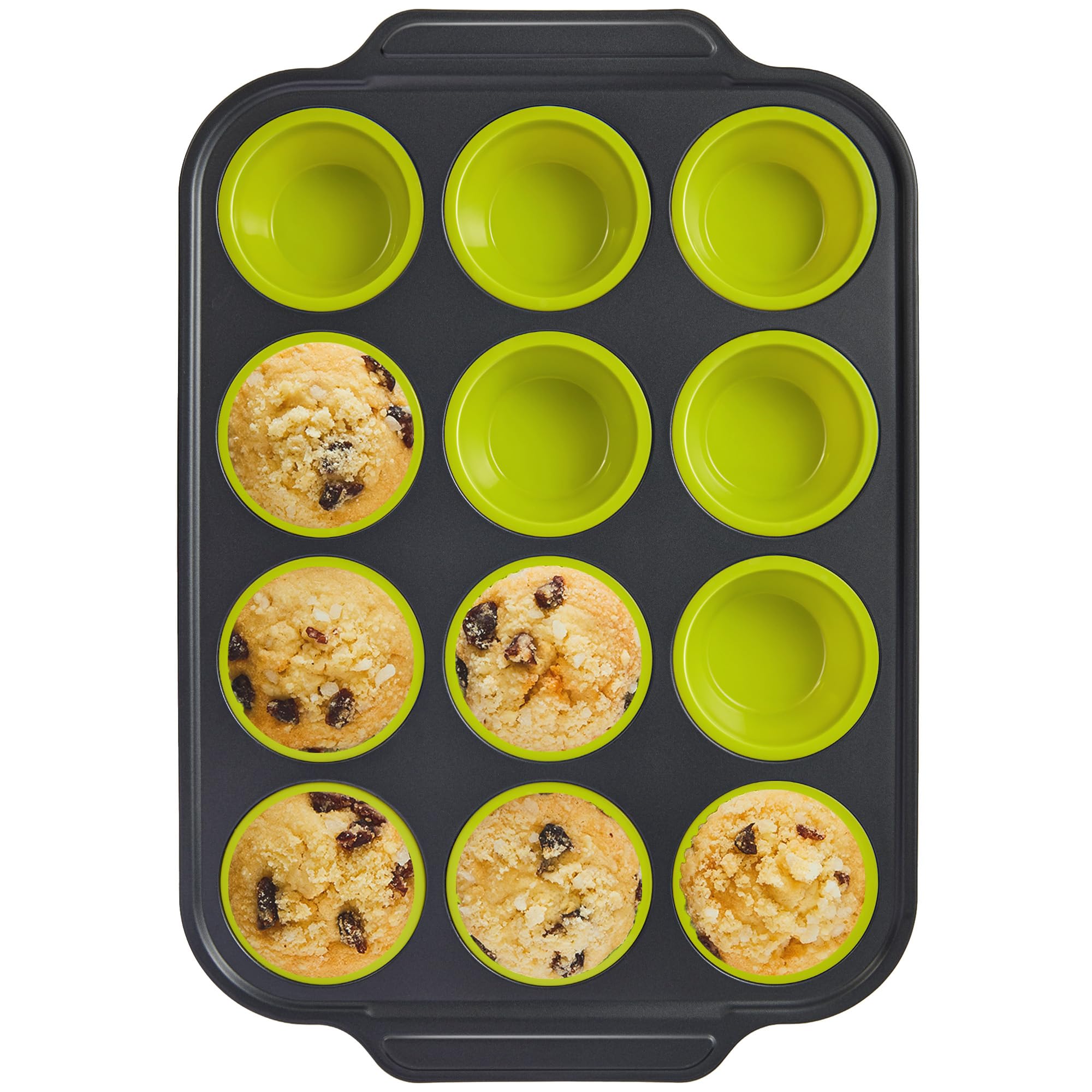 BronyPRO silicone muffin cups with metal frame for easy release and even baking.