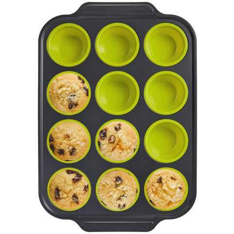 BronyPRO silicone muffin cups with metal frame for easy release and even baking.