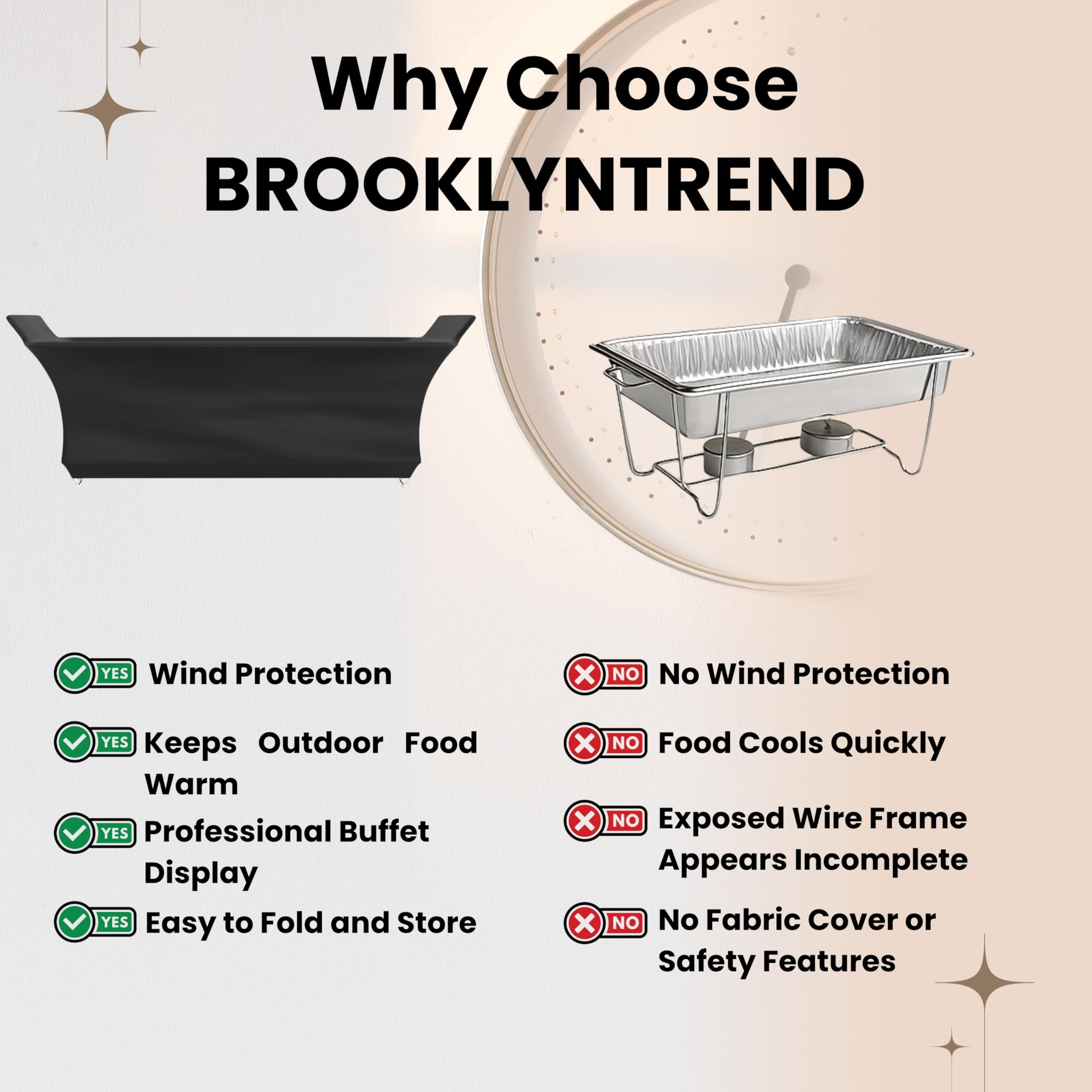 Brooklyntrend decorative chafer cover adds a polished buffet look.
