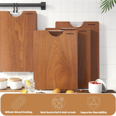 Brosisincorp Real Solid Sapele Cutting Board care shot shows hand wash and air dry.