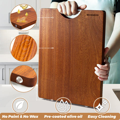 Brosisincorp Sapele cutting board edge-grain surface designed for durability.