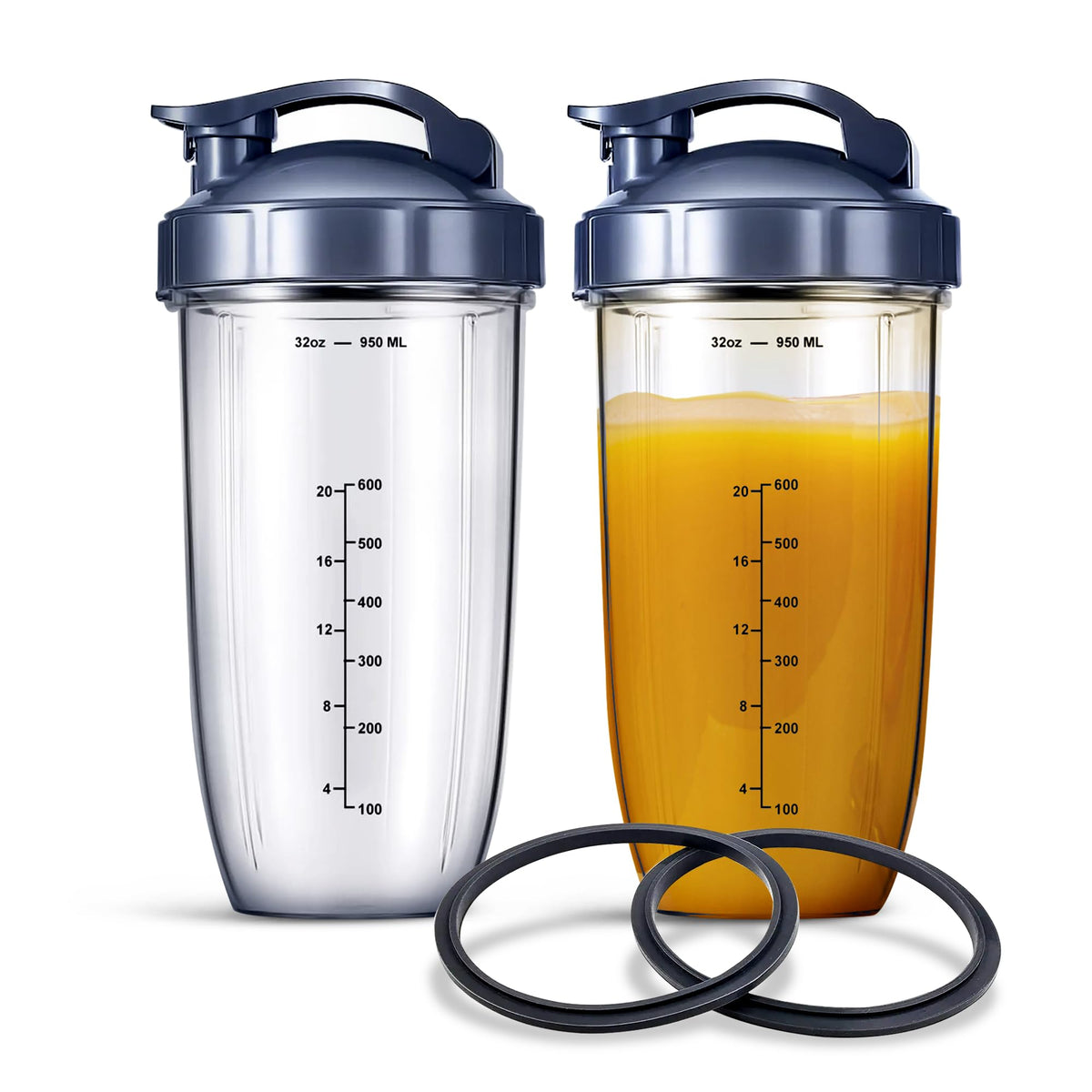BRENSTEN 32oz cups with flip-top lids ideal for on-the-go smoothies.