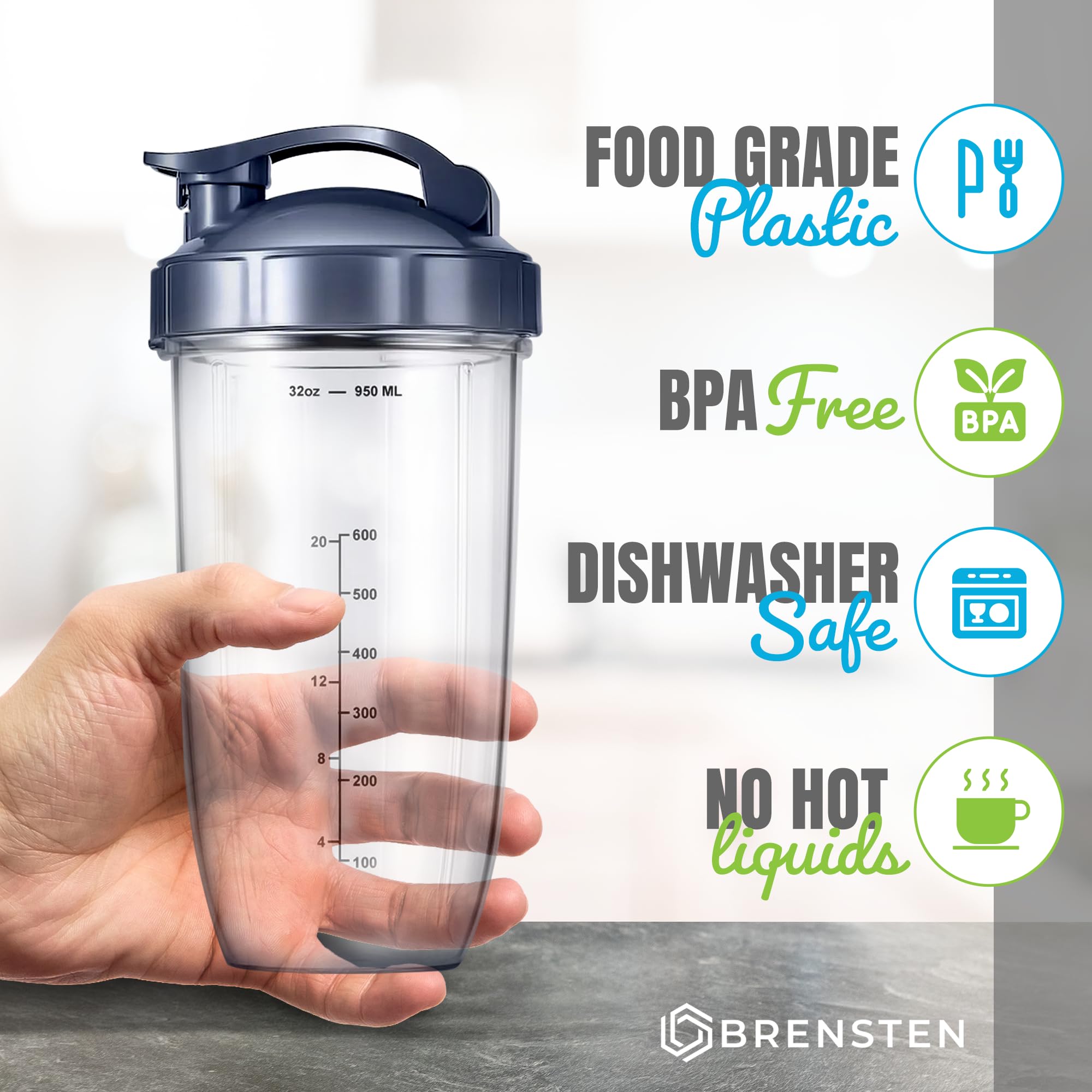 BRENSTEN lightweight and portable blender cups for daily use.