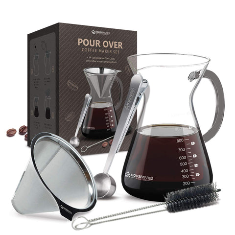 BRENSTEN pour-over coffee maker set carafe 34 oz ready for 8 cups
