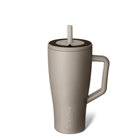 BrüMate Era 30 oz tumbler with handle and straw, ideal for travel.