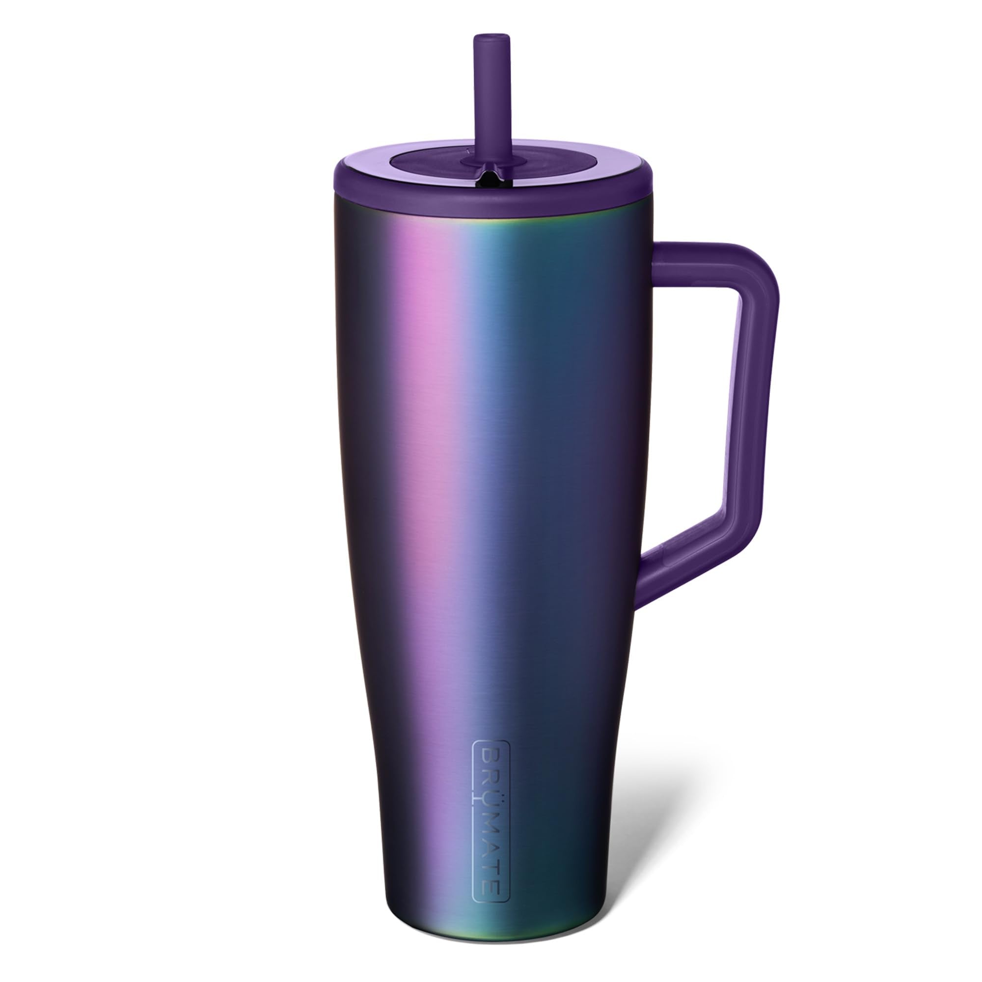 BrüMate Era 40oz tumbler with handle and straw prevents leaks during travel.