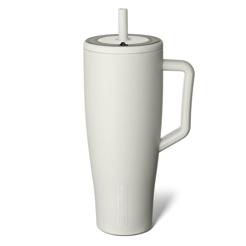 BrüMate Era 40 oz tumbler with handle and straw for spill-free on-the-go sipping.