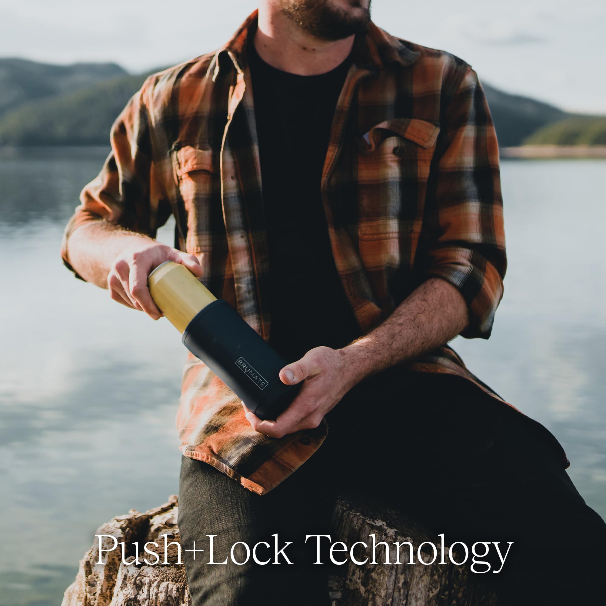 BrüMate Juggernaut with push-lock design for secure, easy one-handed use.