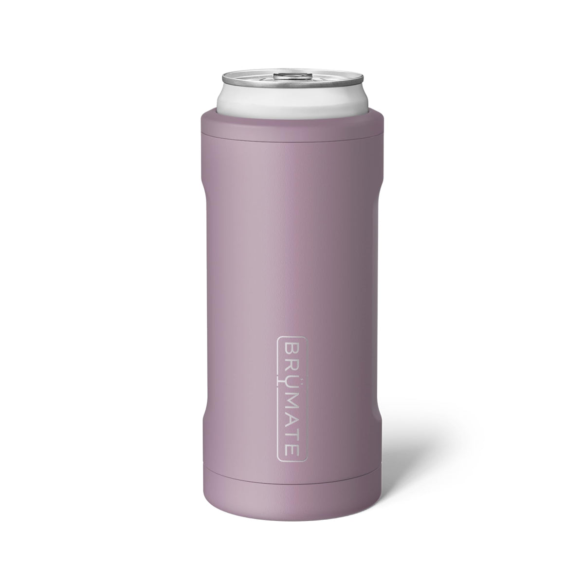 BrüMate Hopsulator Slim front view in Lilac Dusk showing sleek can cooler design for cold drinks