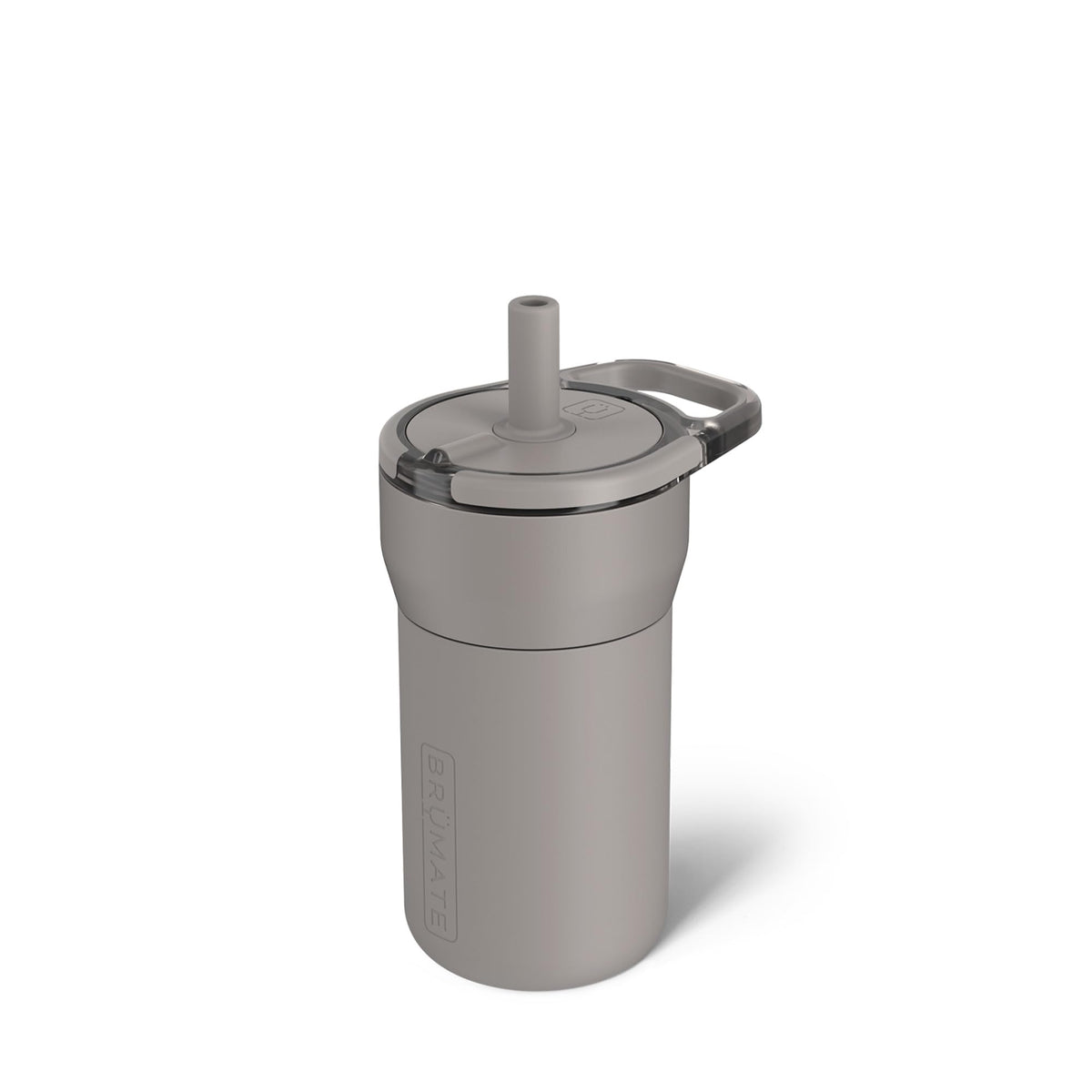 BrüMate Leap 12oz leakproof tumbler in mocha with handle prevents spills during playtime.