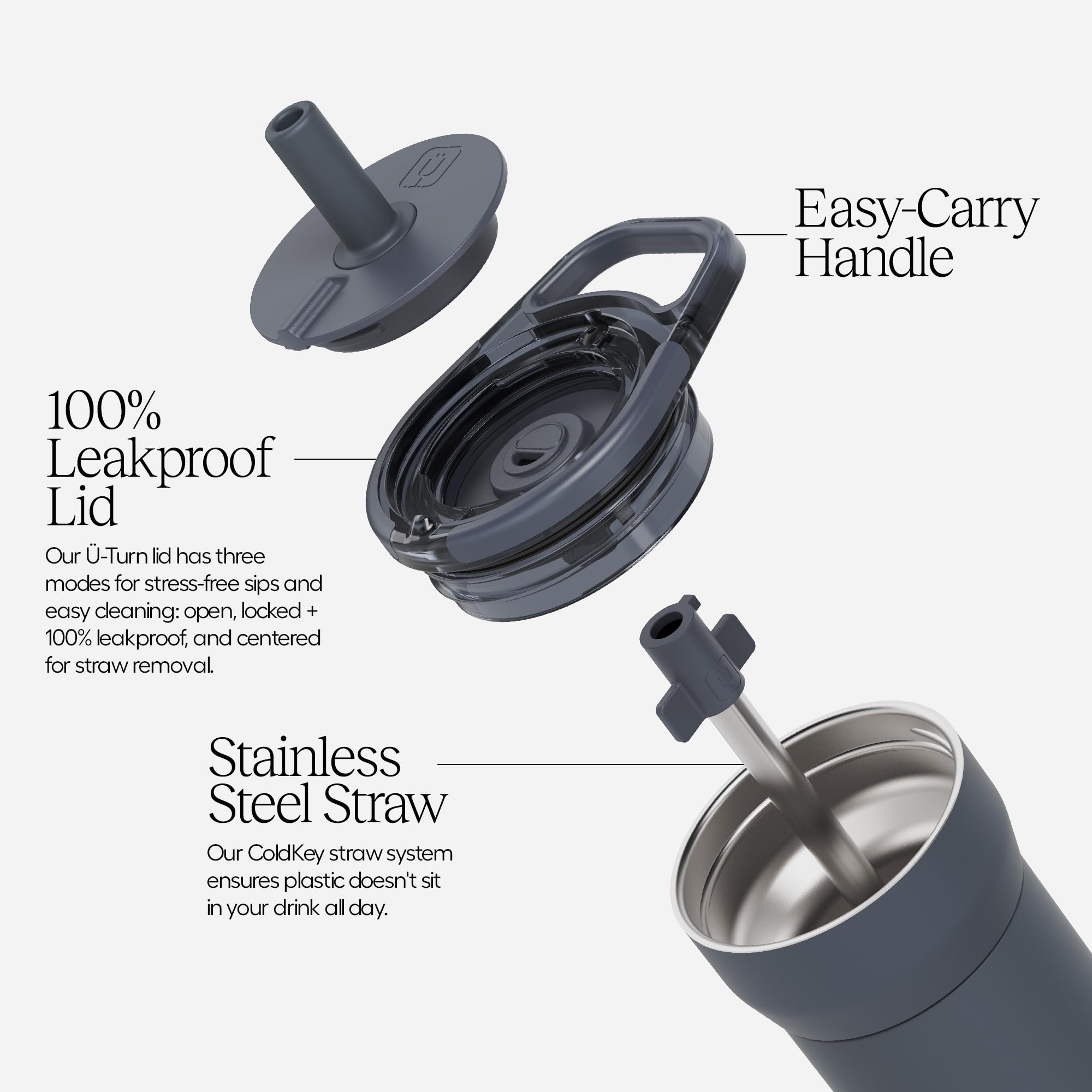 BrüMate Leap with handle and silicone straw for easy sipping