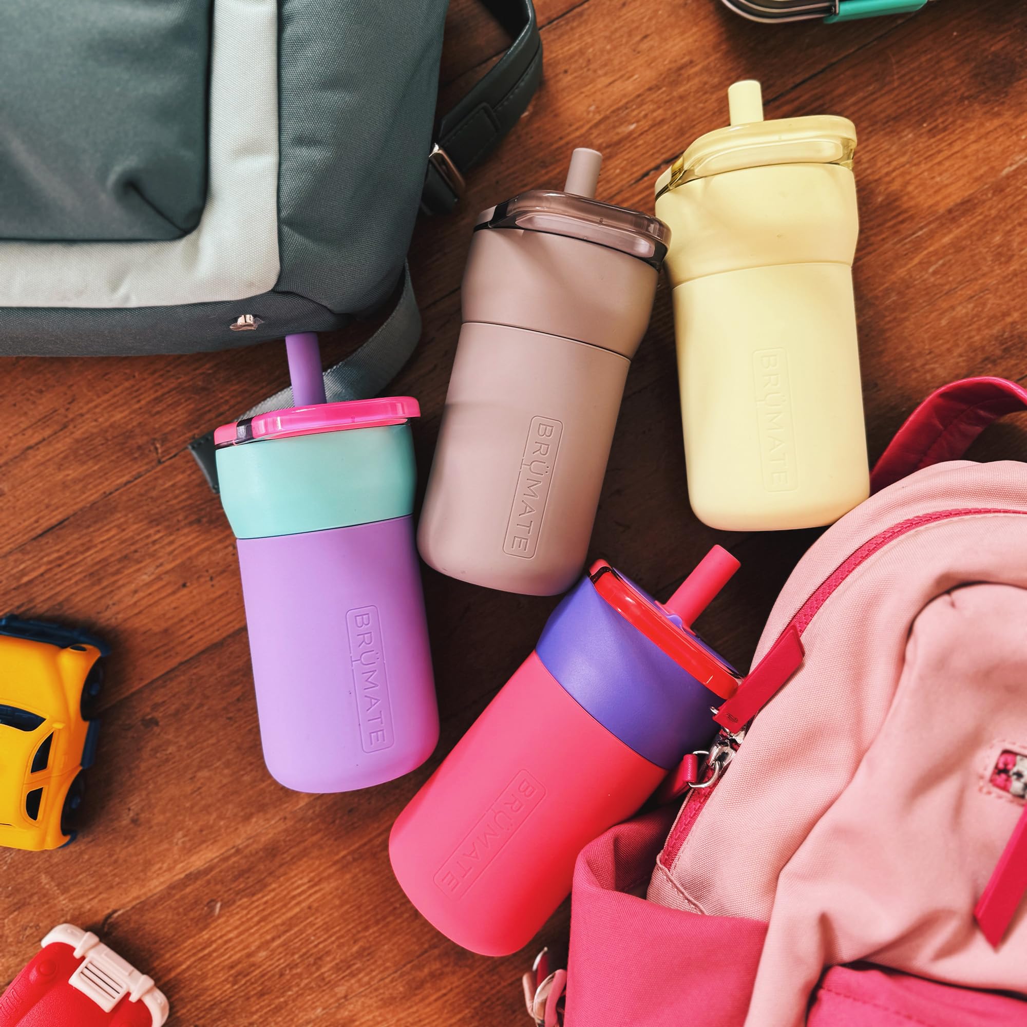 Soft silicone straw supports kid-friendly sipping.