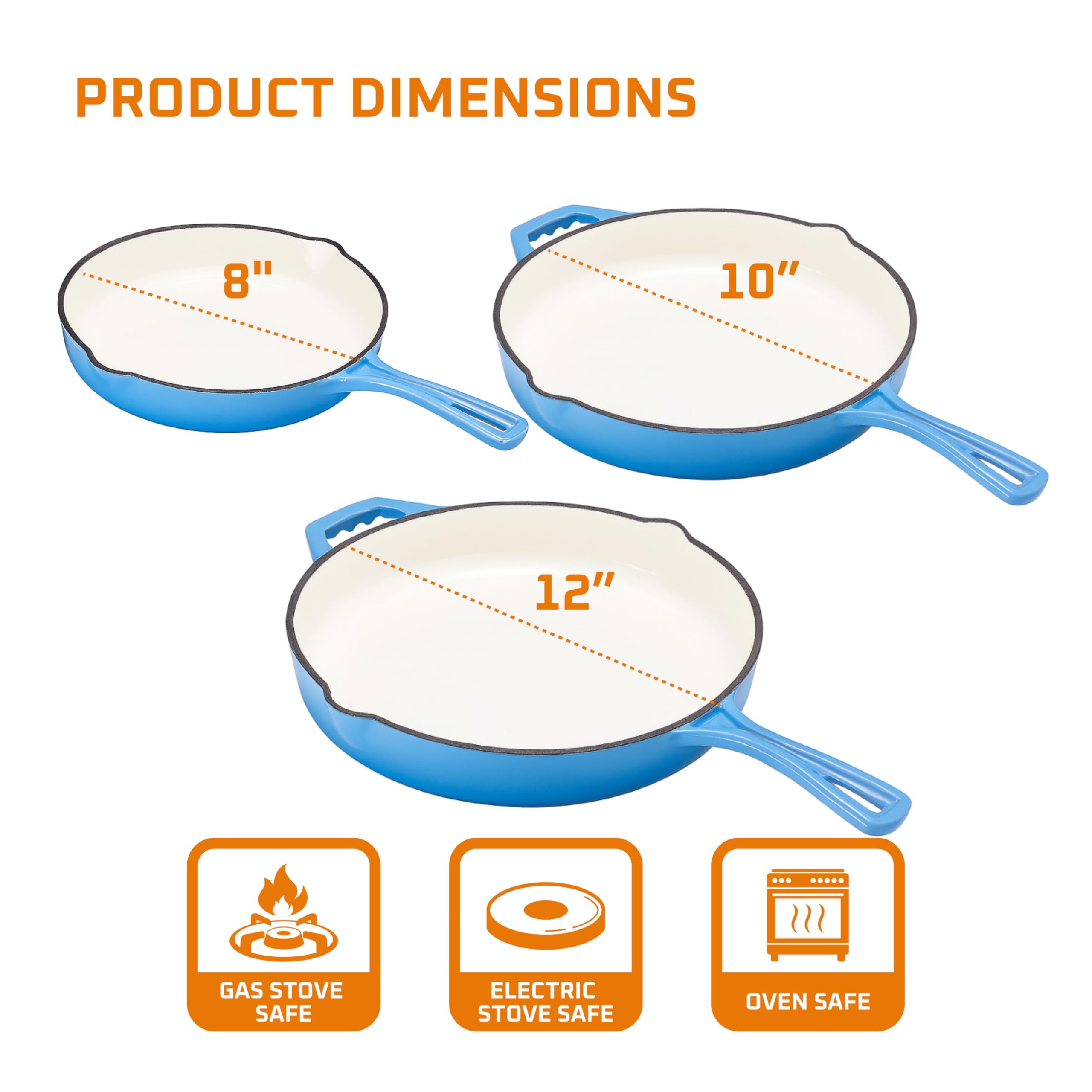 Bruntmor 12-inch blue enamel cast iron pan ideal for family meals