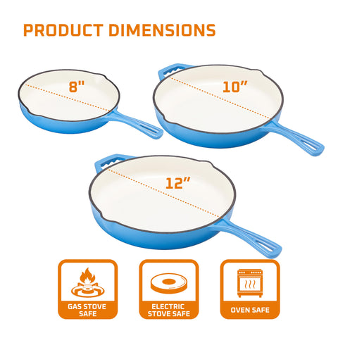 Bruntmor 12-inch blue enamel cast iron pan ideal for family meals