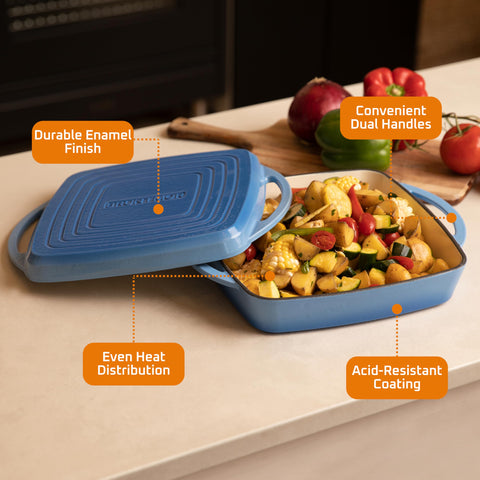 Bruntmor whale blue casserole dish adds modern style to everyday meals