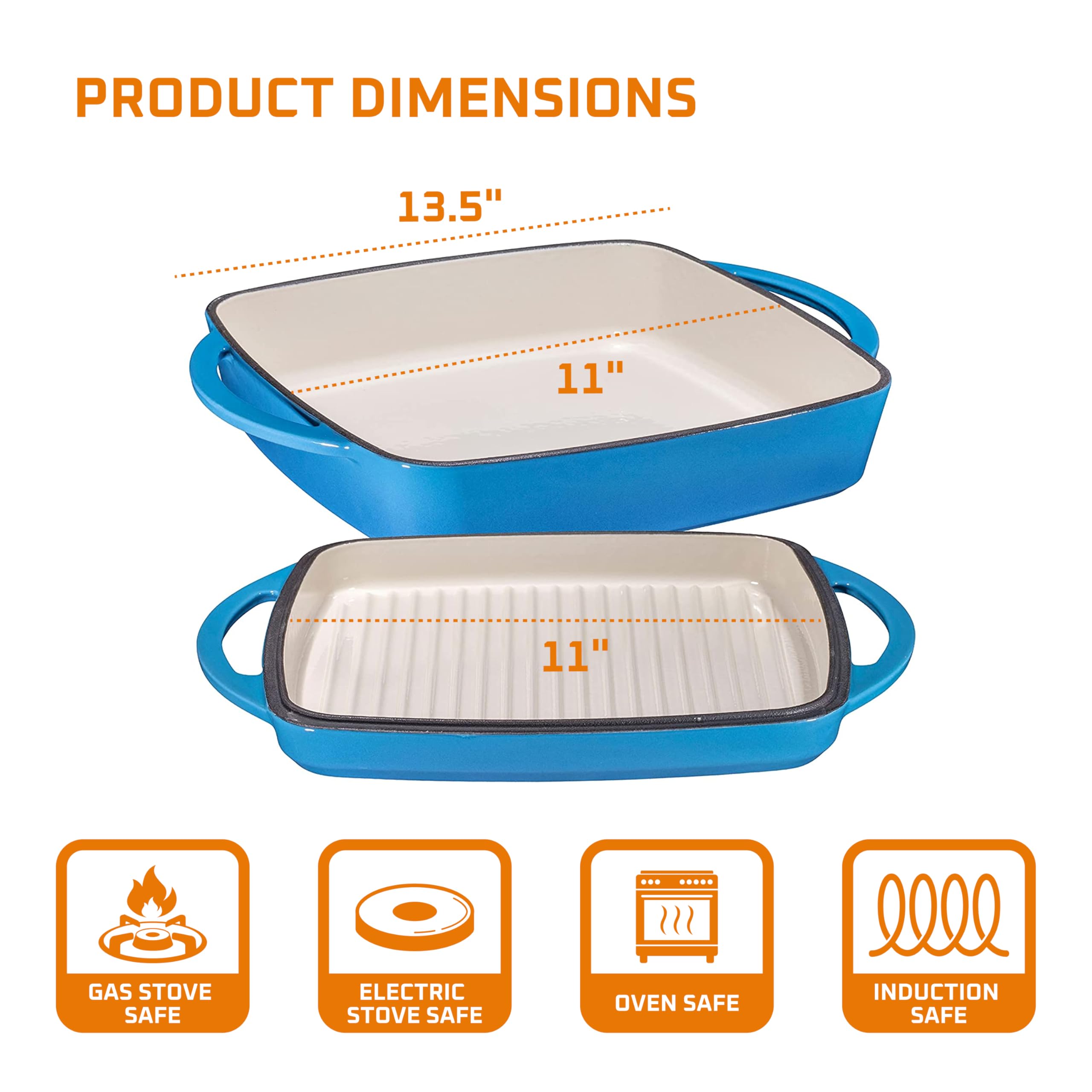 Bruntmor 2-in-1 dutch oven and grill pan ideal for roasting and searing