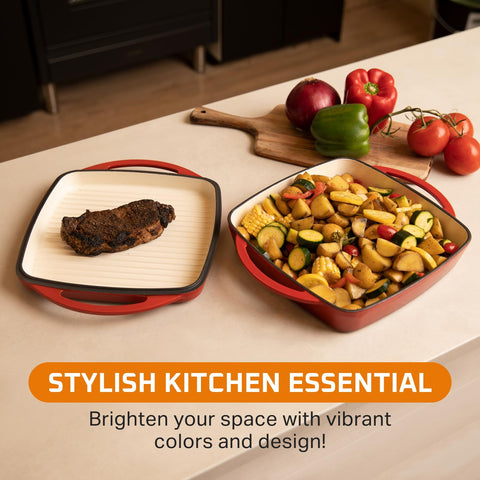 Bruntmor griddle lid with dual handles for easy stovetop to oven versatility