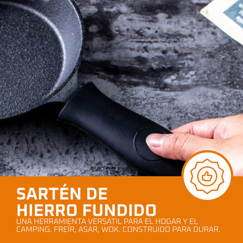 Bruntmor mini skillets with silicone handles for safe, comfortable handling.