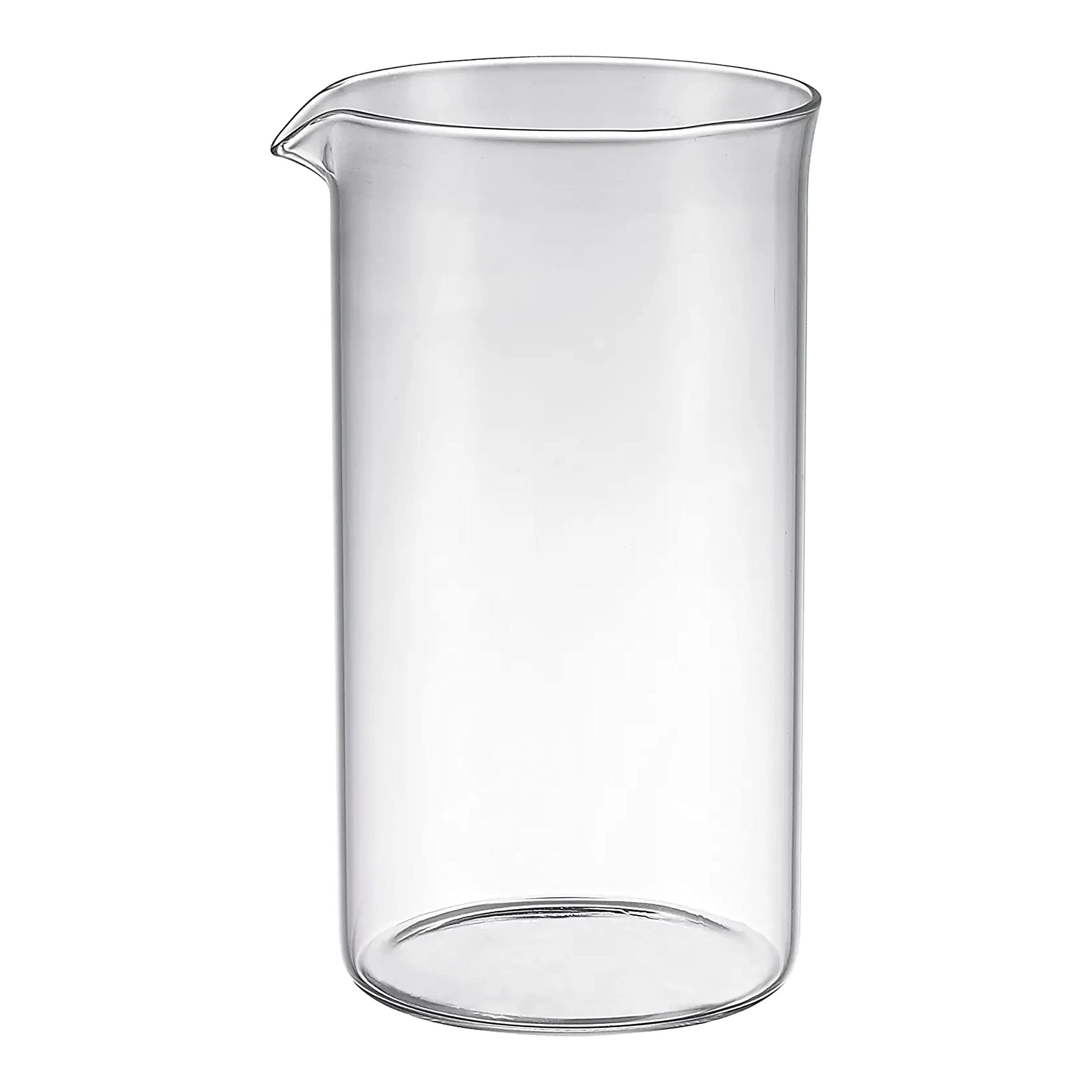 Bruntmor replacement glass beaker designed for universal fit with standard French presses.