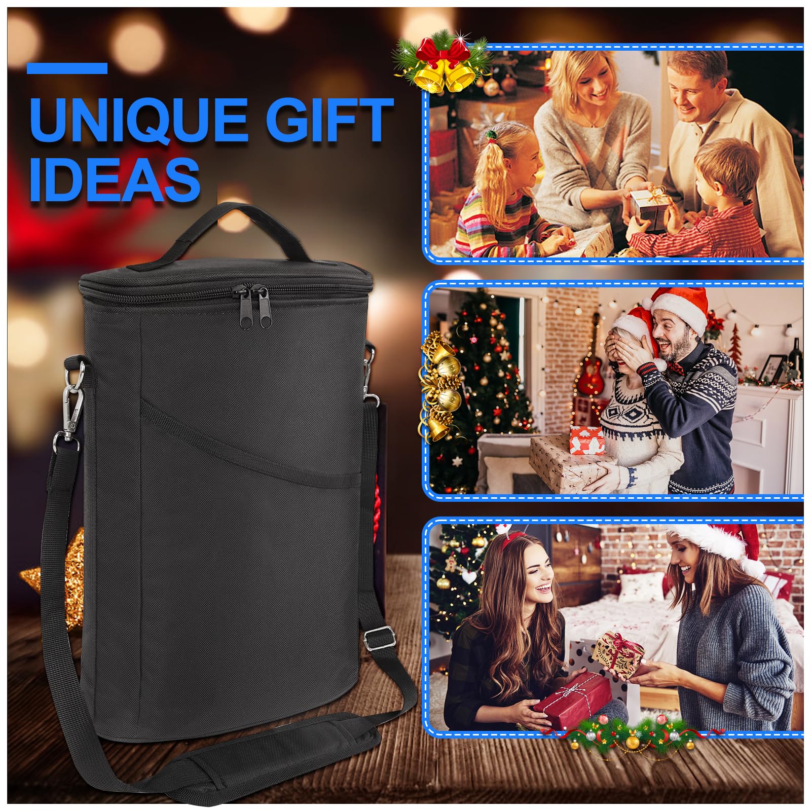 Bruwaa black wine tote designed for travel, picnics, and events.