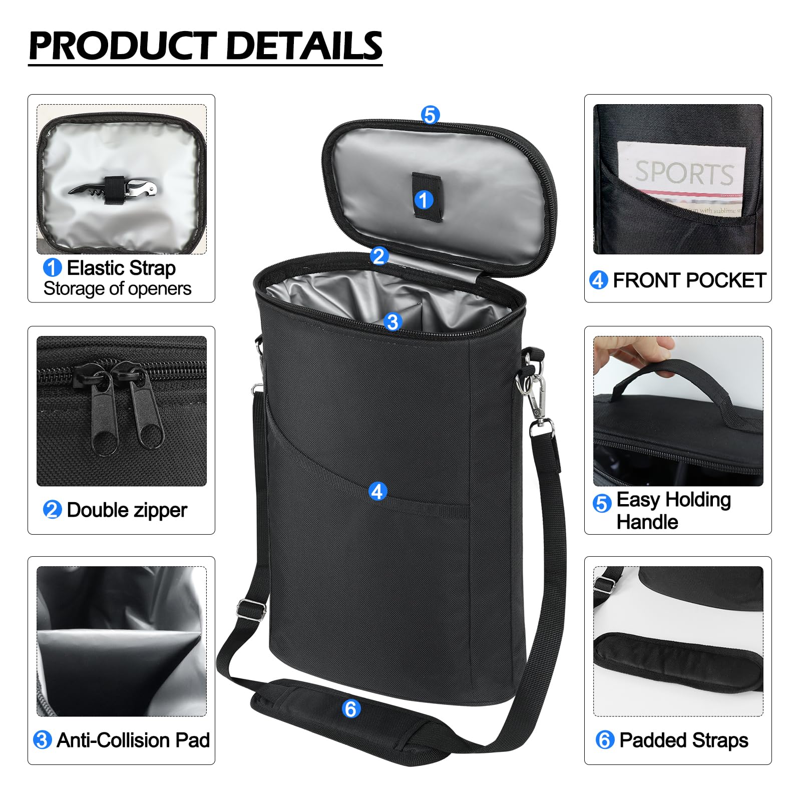 Bruwaa reinforced handles and adjustable strap enhance comfortable carrying.
