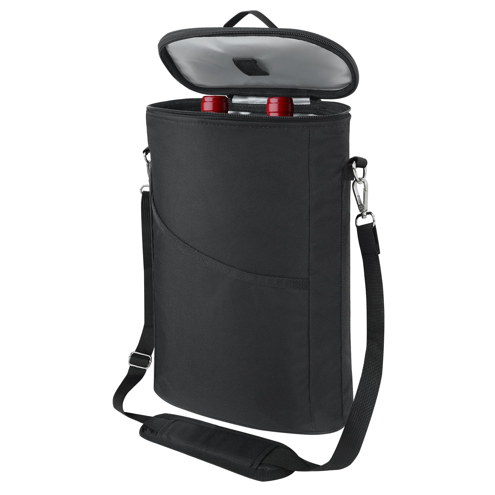 Bruwaa two-bottle wine cooler bag with front view, ideal for travel and gifting.