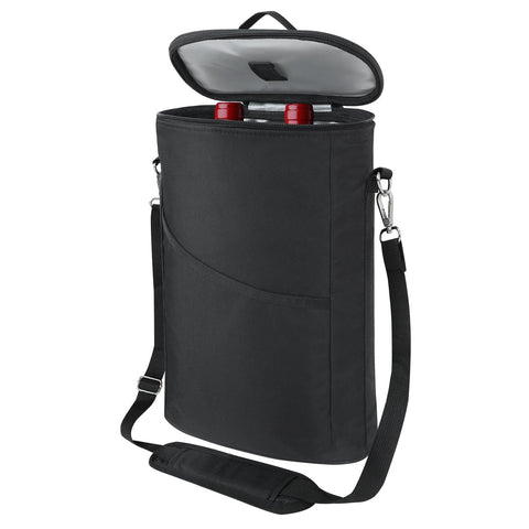 Bruwaa two-bottle wine cooler bag with front view, ideal for travel and gifting.