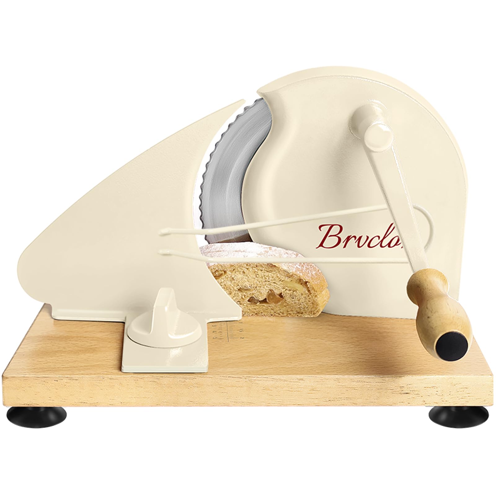 Brvclon bread slicer with stable suction cups for secure countertop slicing.