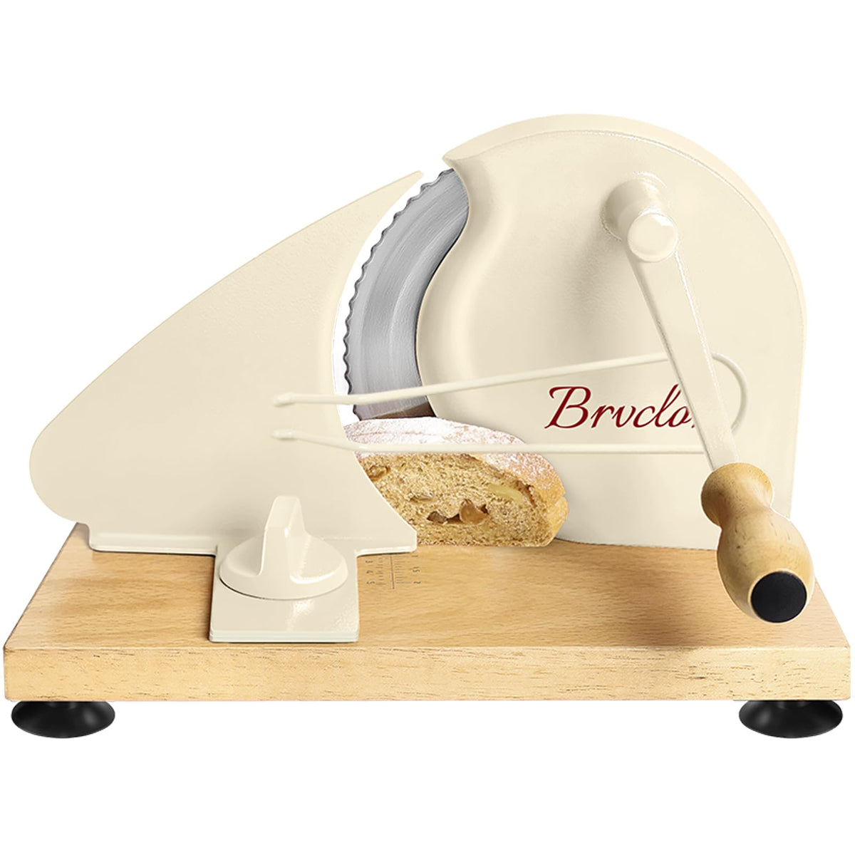 Brvclon bread slicer with stable suction cups for secure countertop slicing.