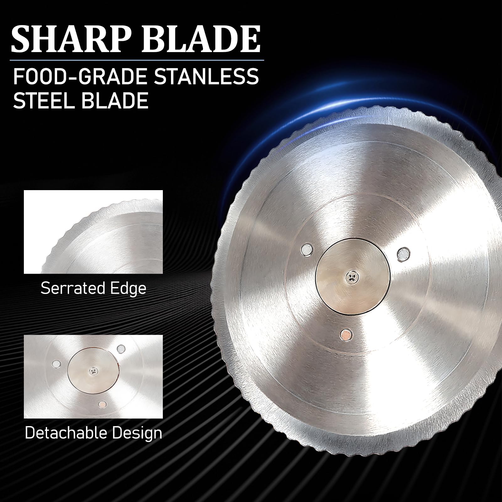 Brvclon metal guide prevents blade contact with bread for smoother slices.