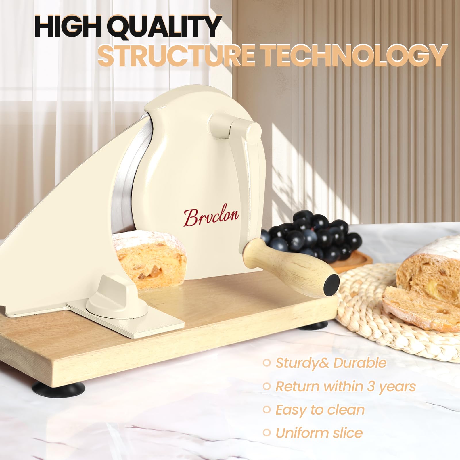 Brvclon bread slicer with vintage-style handle, gift-ready.