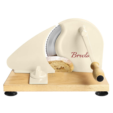 Brvclon manual bread slicer showing adjustable thickness for precise slices.