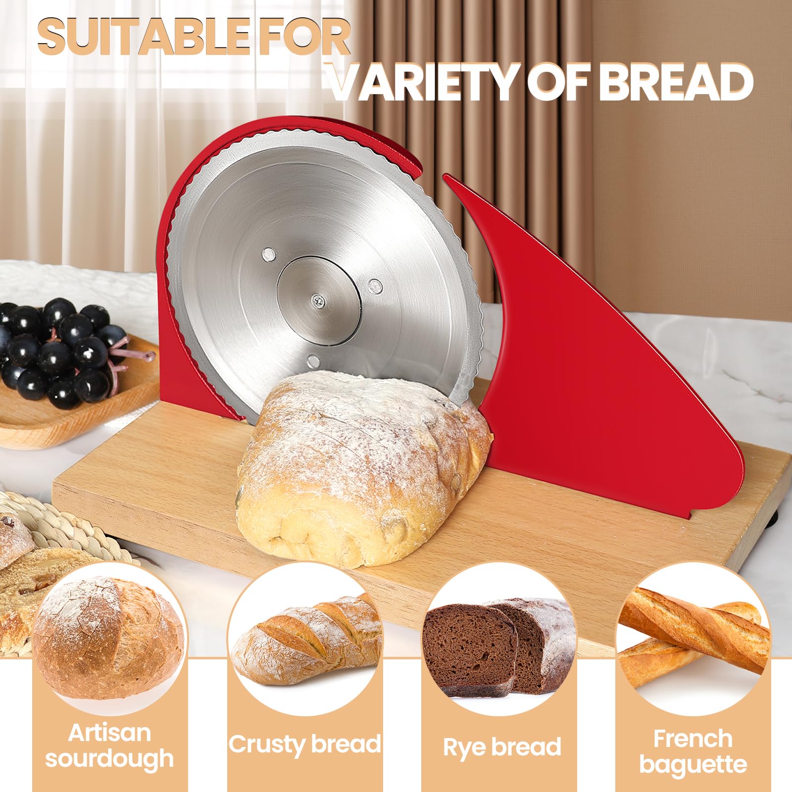 Brvclon bread slicer compact design fits small kitchens for easy storage.