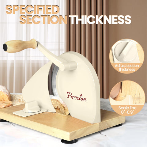 Brvclon bread slicer scale for easy, accurate thickness selection.