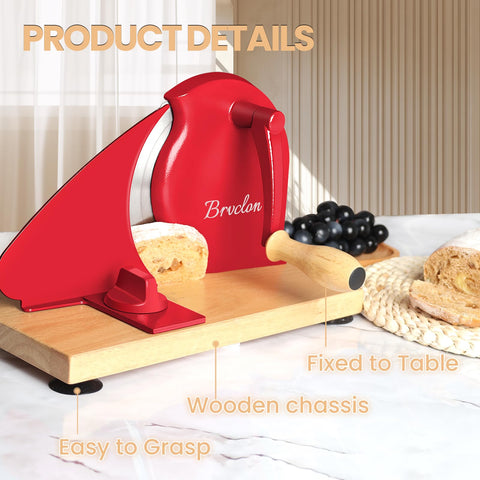 Brvclon bread slicer wooden base design blends durability with vintage style.