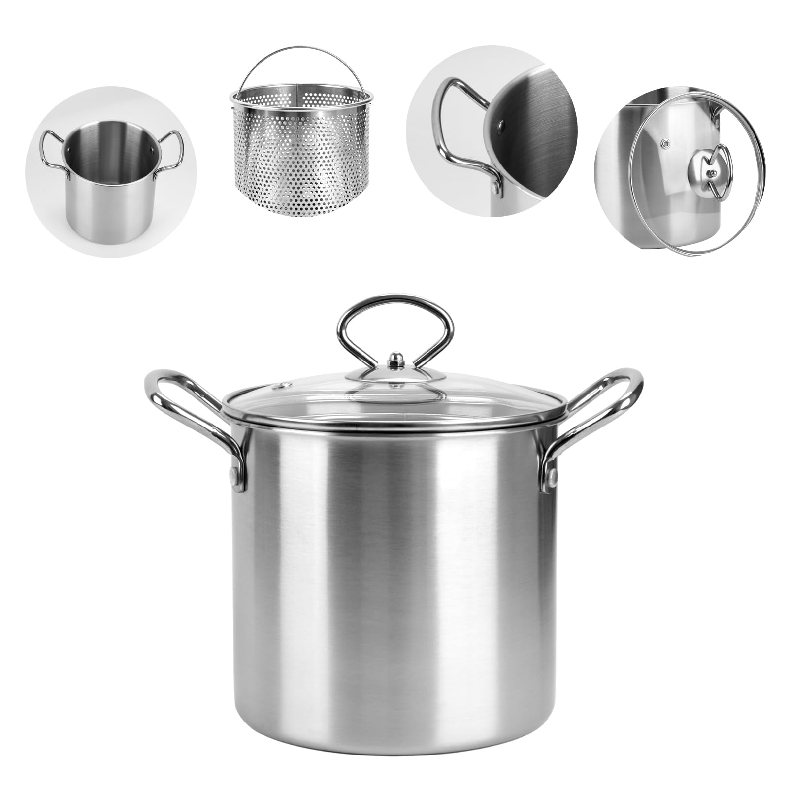 BSDLZCH fryer pot with filter basket for quick cleanup after frying.