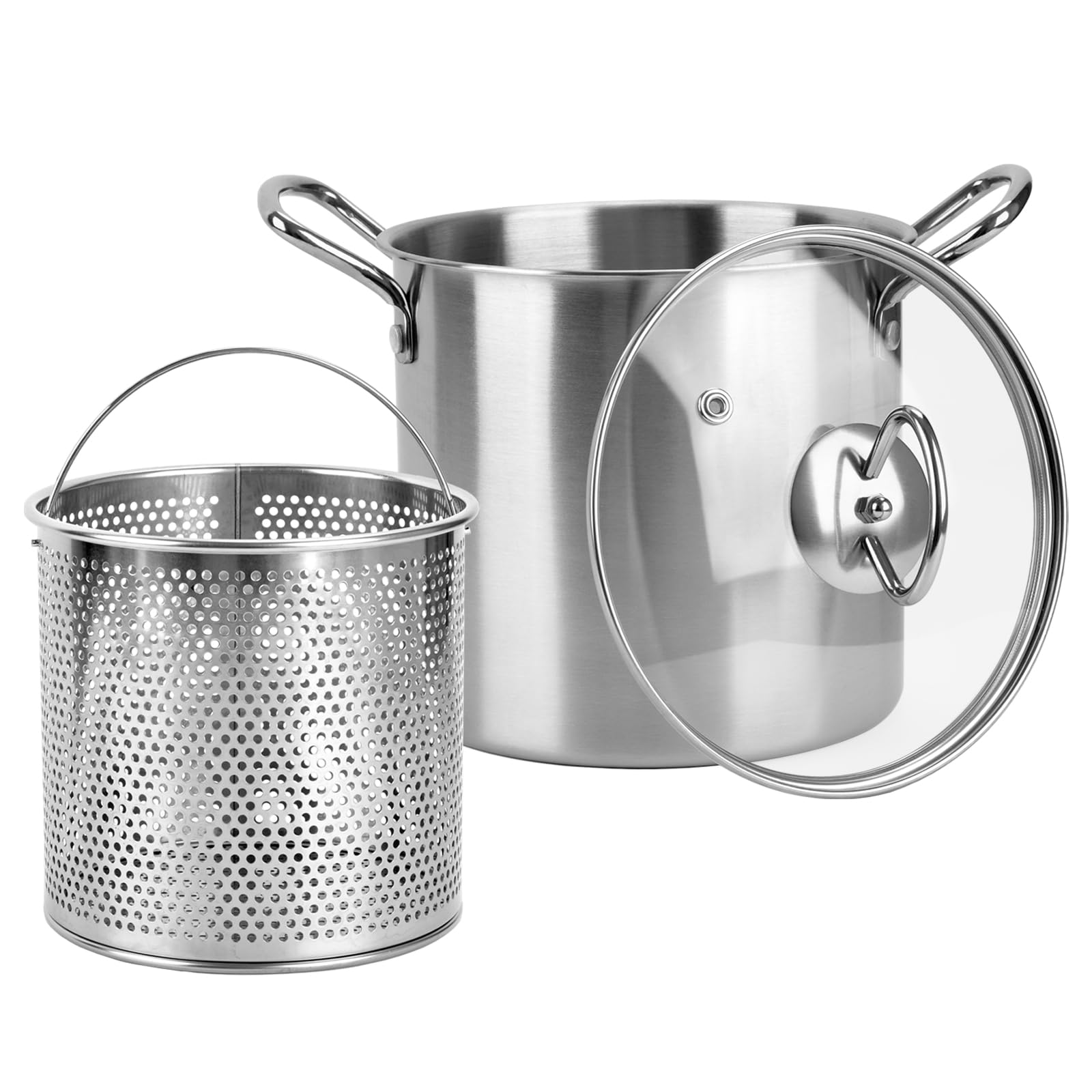 BSDLZCH Deep Fryer Pot with 3.5L basket and lid for easy, mess-free frying.