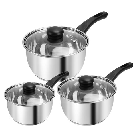 BSDLZCH stainless steel pot set 1QT with lid perfect for small-batch meals and quick simmering.