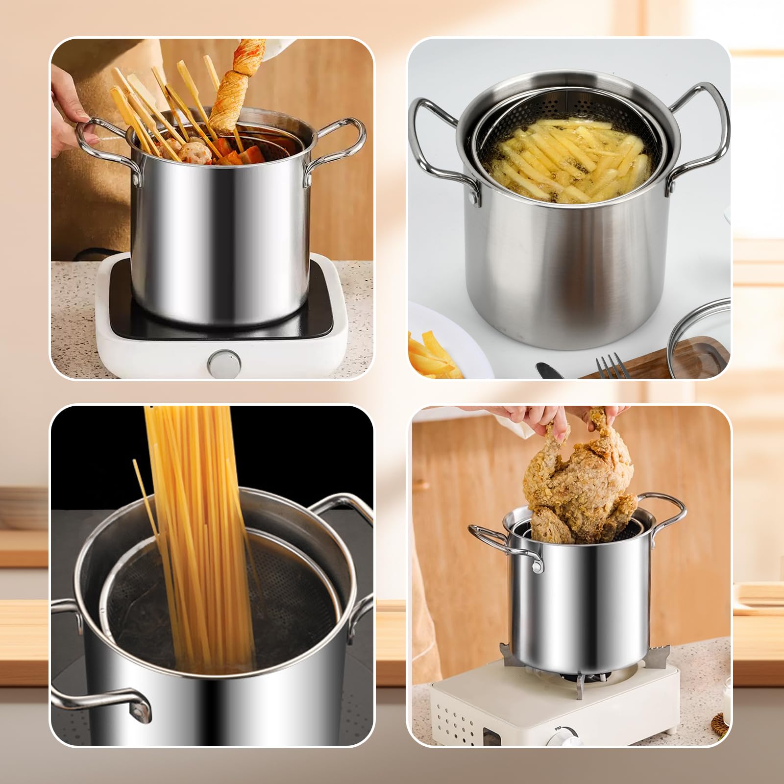 BSDLZCH versatile pot for fries, seafood, vegetables and more.