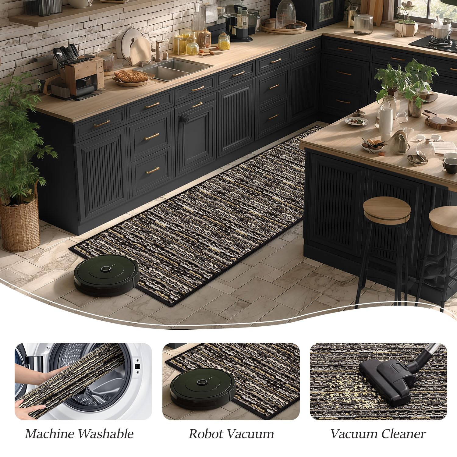 BSICPRO washable kitchen mats offer easy care after spills and messes.