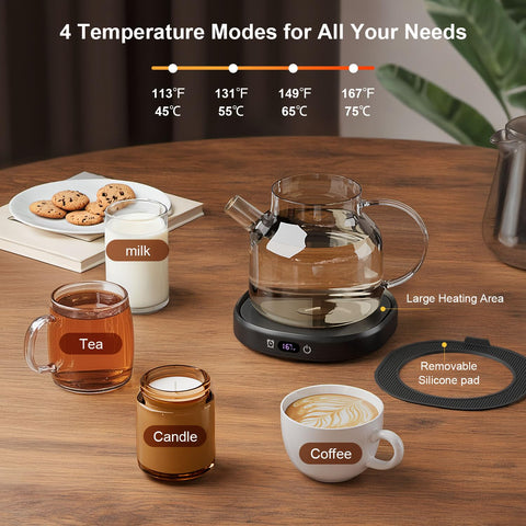 Bsigo 14oz ceramic mug heats quickly to keep beverages warm.